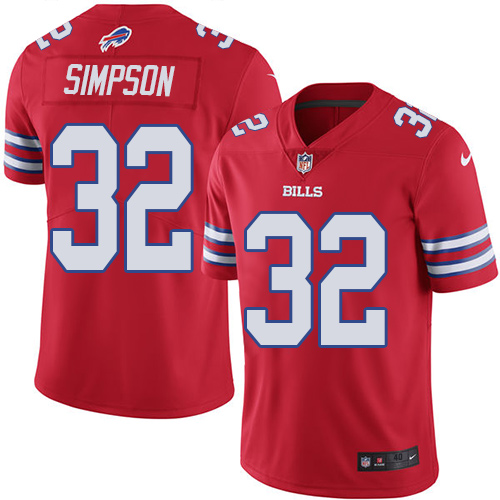 Men's Elite O. J. Simpson Nike Jersey Red - #32 Rush NFL Buffalo Bills